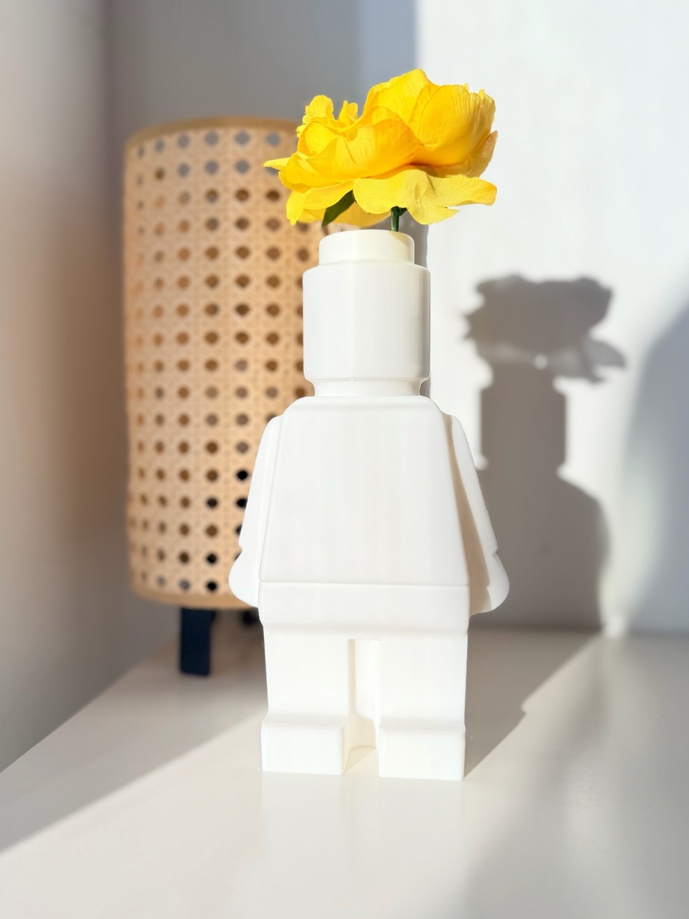 LEGO Style Minimalist White Vase 3D Printed Figure Planter Home Decor